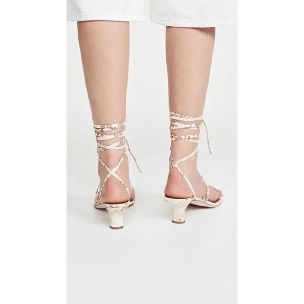 Paris Texas Faded Python Print Wrap Sandals Faded Natural Beige Size 37.5